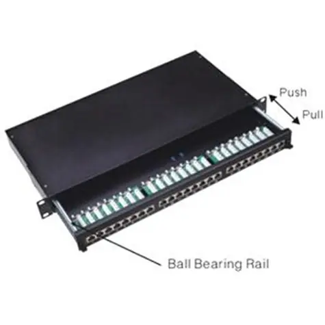 DATACOM Patch panel CAT5E 24p. / 1U / STP / 19" / černý / vyvázání