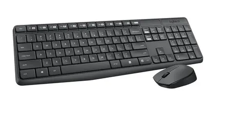 Logitech Wireless Desktop MK235 US / Klávesnice / Myš / USB / Černá / US / doprodej