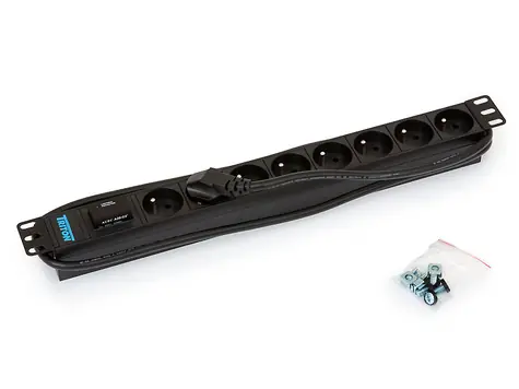 Triton 19" rozvodný panel, 8xCZ zásuvka, bleskojistka, 3x1.5mm, 2m kabel CZ-DE, RAL9005
