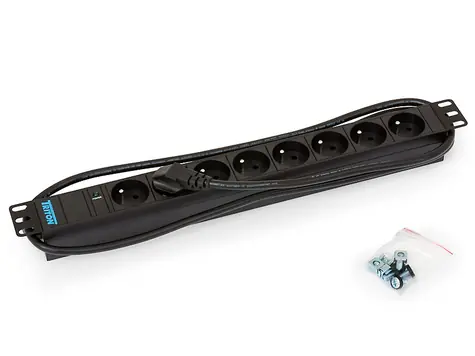 Triton 19" rozvodný panel, 8xCZ zásuvka, kontrolka, 3x1.5mm, 2m kabel CZ-DE, RAL9005