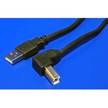 Wiretek Kabel USB2.0 A-B 2m (A-M/B-M) černý, lomený konektor B