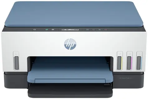 HP Smart Tank 675 / multifunkční tiskárna / A4 / skener / kopírka / tisk / 4800x1200dpi / USB / WiFi / BT / šedo-modrá