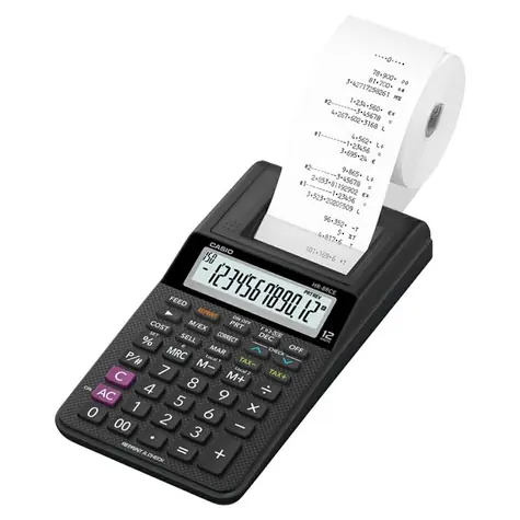 CASIO HR 8 RCE BK černá / Kalkulačka stolní / dvanáctimístná / jednobarevný tisk