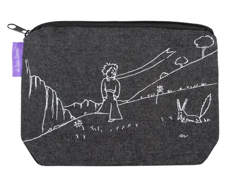 Presco Group Džínový penál etue Malý princ černá / 20x14 cm