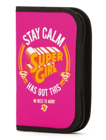 Presco Group Školní penál Supergirl – STAY CALM / 21x13x3 cm