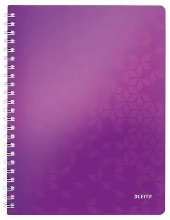 Leitz WOW A4 Blok linkovaný drátěná vazba s PP deskami purpurová