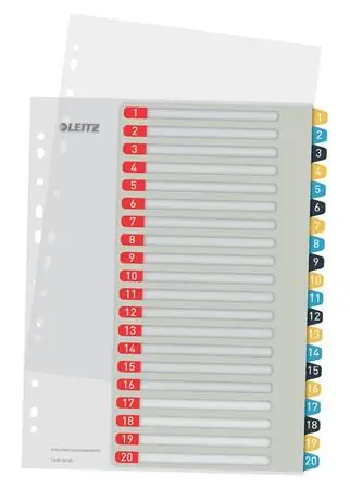 Leitz Cosy A4 Celoplastové rejstříky popisovatelné na počítači 1-20