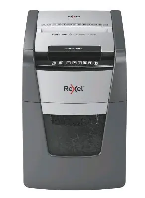 Rexel Optimum AutoFeed+ 100X / Automatický skartovač / až 100 llistů / 34l / Křížový řez