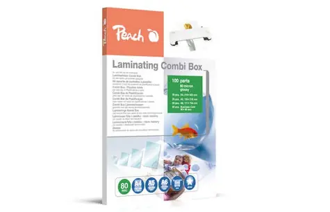 PEACH laminovací Combi Box 100 / 20ks A4 / 20ks A5 / 20ks A6 / 40ks vizitka / 80 mic