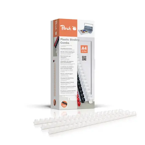 PEACH vazací hřbet plastový 21 Rg A4 12mm bílá 25ks