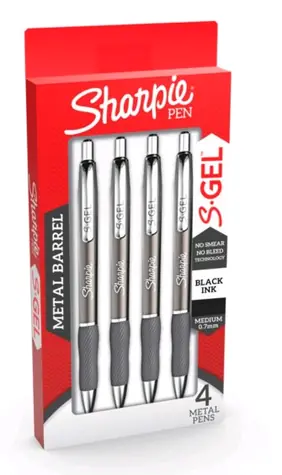 Sharpie S-Gel 0.7 mm 4 ks / Gelové pero / barva náplně: černá/modrá