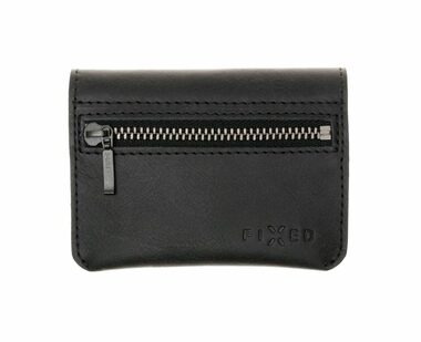 FIXED Tripple Wallet AirTag Kožená peněženka z pravé hovězí kůže černá