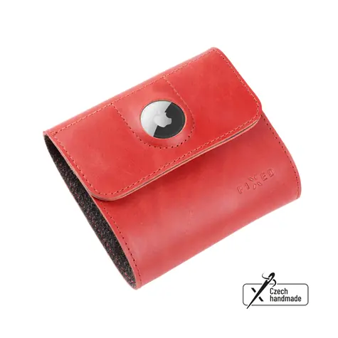 FIXED Kožená peněženka Classic Wallet for AirTag z pravé hovězí kůže červená