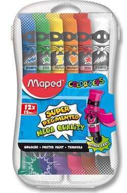 MAPED Temperové barvy 12x12ml v plastovém boxu