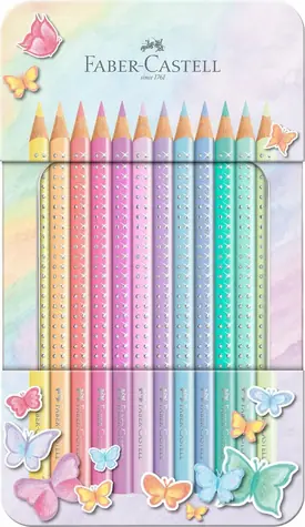 Faber-Castell Pastelky Sparkle v plechové krabičce - 12 barev