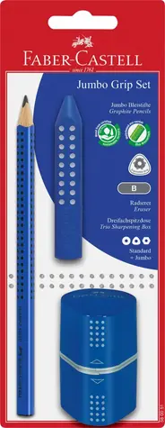 Faber-Castell Grafitová tužka Grip Jumbo s příslušenstvím modrá / Tvrdost B
