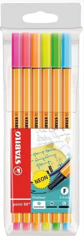 STABILO® point 88 - 6 ks sada - 6 neonových barev