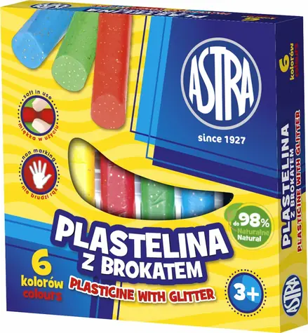 ASTRA Plastelína se třpytkami 6 barev
