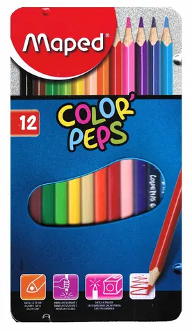 MAPED Pastelky trojhranné Color'Peps 12ks v plechové krabičce