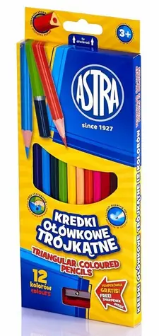 ASTRA Pastelky trojboké 12ks s ořezávátkem