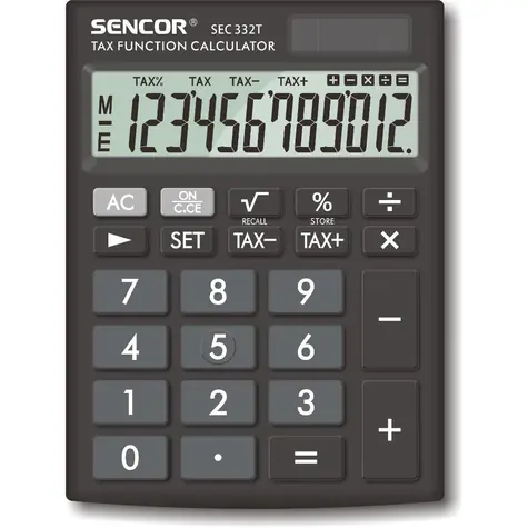 SENCOR SEC 332 T / Kalkulačka / 12 místný LCD displej / 1xLR1130