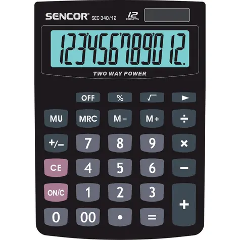 SENCOR SEC 340 / Kalkulačka / 12 místný LCD displej / 1xLR1130
