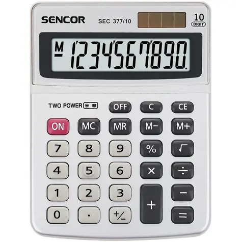 SENCOR SEC 377/10 / Kalkulačka / 10 místný LCD displej / 1xLR41