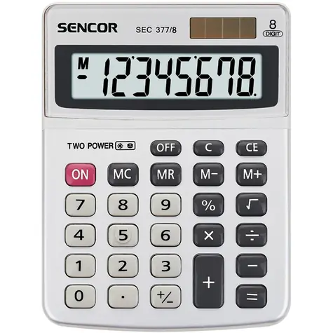 SENCOR SEC 377/8 / Kalkulačka / 8 místný LCD displej / 1xLR41