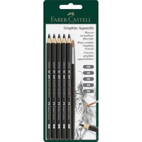 FABER-CASTELL Graphite Aquarelle Grafitová tužka - blistr 5 ks a štěteček