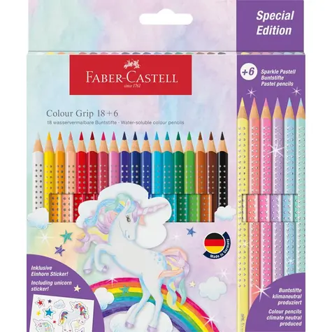 FABER-CASTELL Colour Grip Unicorn - Pastelky - papírová krabička 18+6 ks