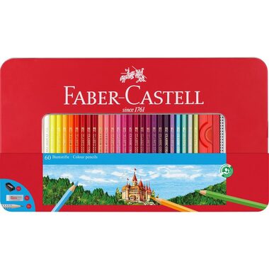 FABER-CASTELL Pastelky šestihranná - plechová krabička 60 ks