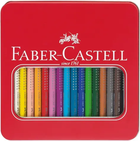 FABER-CASTELL Jumbo Grip Pastelky - plechová krabička 16 ks