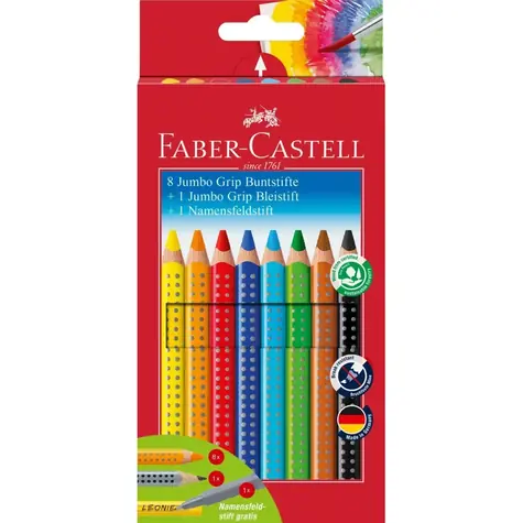 FABER-CASTELL Jumbo Grip - Pastelky - papírová krabička 8+1+1 ks
