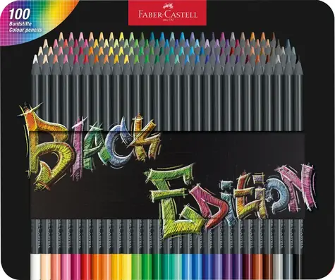 FABER-CASTELL Black Edition - Pastelky - plechová krabička 100 ks