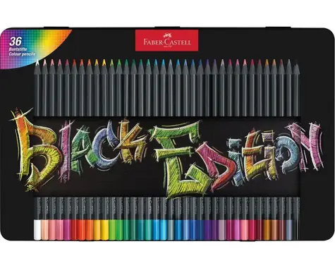 FABER-CASTELL Black Edition - Pastelky - plechová krabička 36 ks