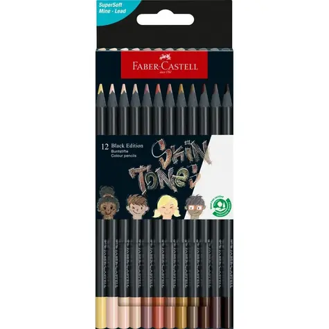 FABER-CASTELL Black Edition Skin Tones - Pastelky - papírová krabička 12 ks