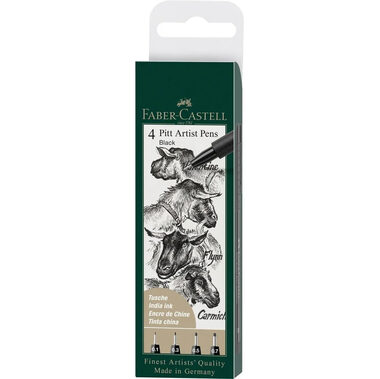 FABER-CASTELL Pitt Artist Pen Popisovač - černá plastové pouzdro 4 ks 