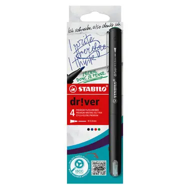 STABILO® dr!ver - medium - 4 ks sada - zelená, červená, modrá, černá