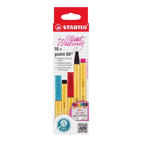 STABILO® point 88 - 18 ks Zick-Zack deskset - 18 různých barev