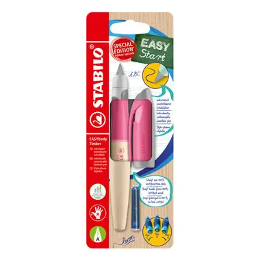 STABILO® EASYbirdy Timber růžová - vč. bombičky s modrým zmizíkovatelným inkoustem