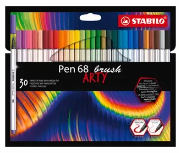 STABILO® Pen 68 brush - ARTY - 30 ks sada - 30 různých barev