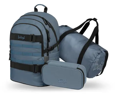 BAAGL SET 3 Skate Dust Blue: batoh, penál, sportovní taška