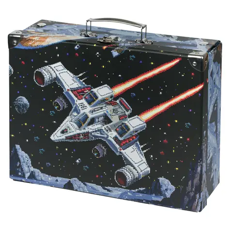 BAAGL Skládací školní kufřík Pixel Space s kováním / 32.5 x 10.5 x 26 cm