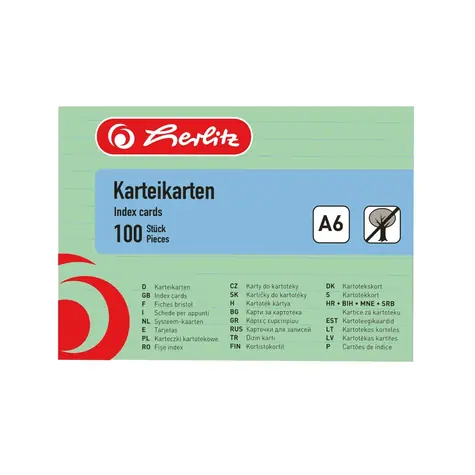Herlitz Linkované kartičky A6 / 100 ks / zelená