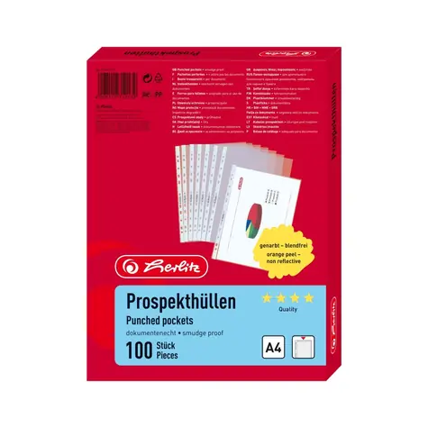 Herlitz Prospektová fólie A4 / 100ks / průhledná