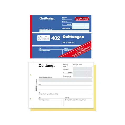 Herlitz  Blok na ůčtenky A6 / 2x40 listů / bílo-žlutá