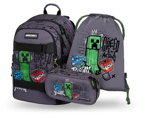 BAAGL SET 3 - Školní set Skate Minecraft TNT: Batoh / Etue / Sáček