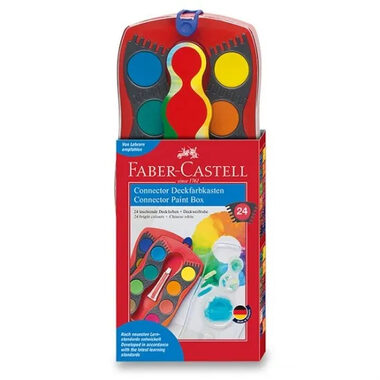 FABER-CASTELL Akvarelové barvy v červeném pouzdře / 24ks