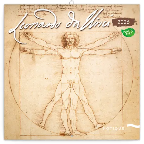 NOTIQUE Poznámkový kalendář Leonardo da Vinci 2026 / 30 x 30 cm