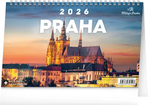 NOTIQUE Stolní kalendář Praha – Miluju Prahu 2026, 23,1 x 14,5 cm